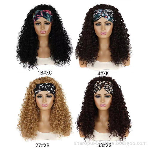 synthetic headband wigs short  afro kinky curly braid synthetic hair wig